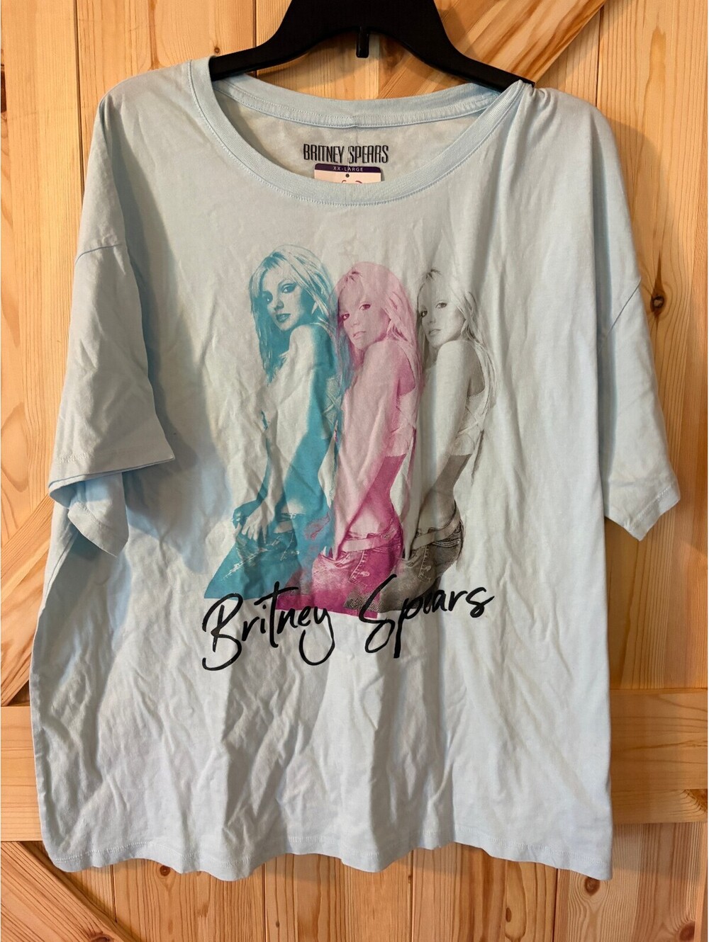 Britney Spears Graphic T-Shirt XXL Light Blue Cotton